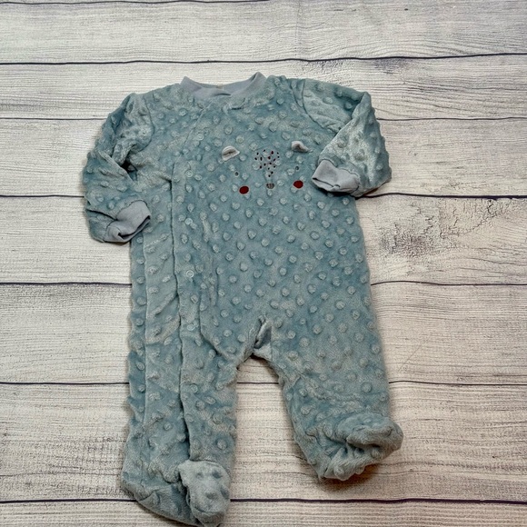 Kyle & Deena Baby Plush Footed Sleeper 3-6M Blue Bear One-Piece - Picture 6 of 11